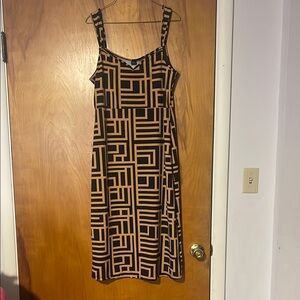 Geometric Black and Tan Dress